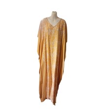 Hand block print Kaftan Yellow
